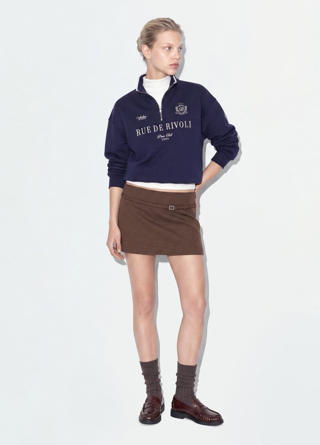 Felpa Half Zip Blu In Misto Cotone Con Scritta Frontale Regular Fit | OVS Felpa Half Zip Blu In Misto Cotone Con Scritta Frontale Regular Fit - 0 | OVS