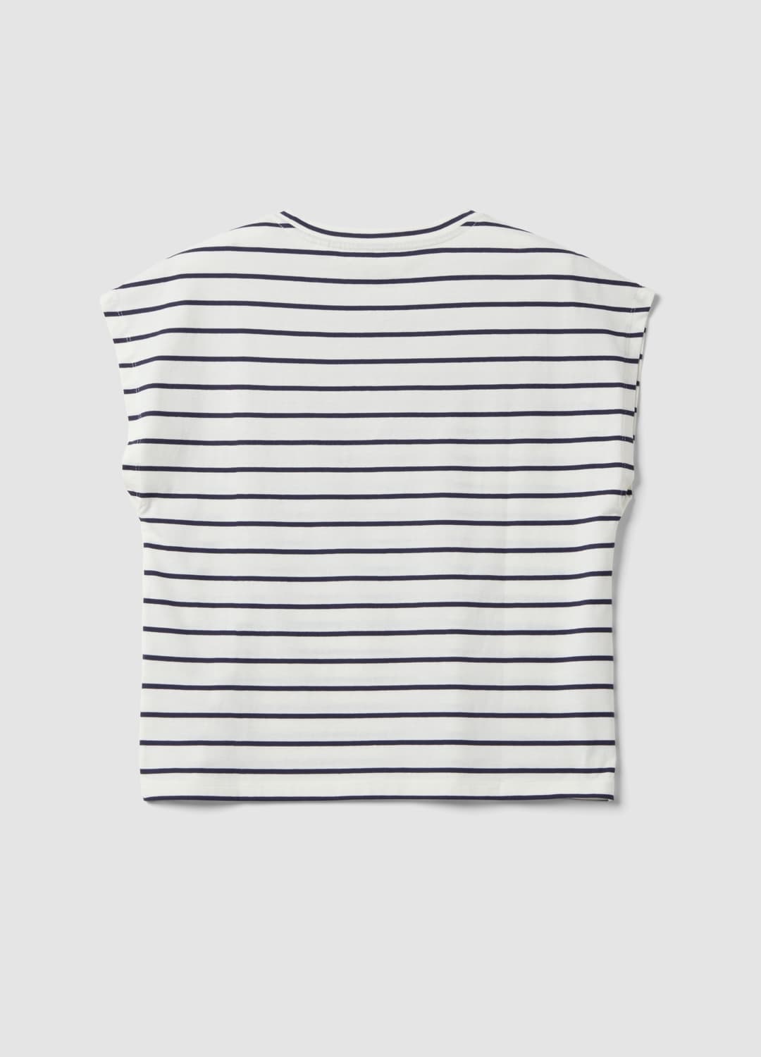 T-shirt Bianca In Puro Cotone A Righe Blu Regular Fit | OVS T-shirt Bianca In Puro Cotone A Righe Blu Regular Fit - 5 | OVS