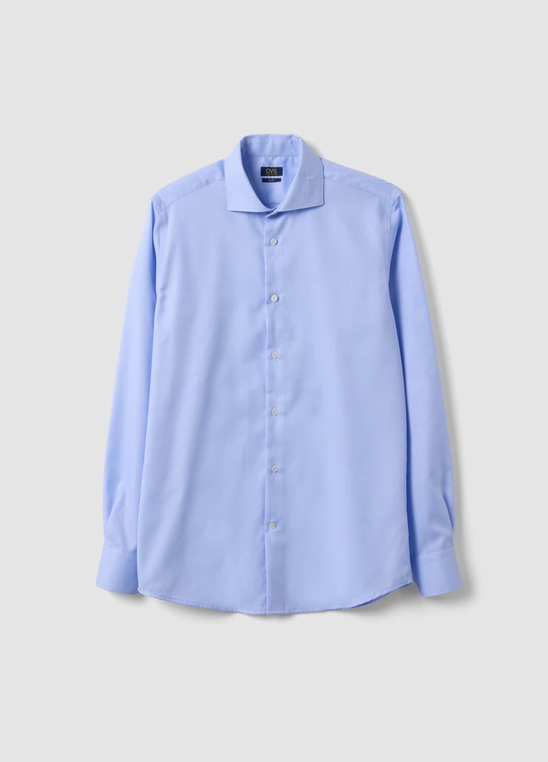 Camicia Azzurra Slim Fit In Puro Cotone Con Colletto Francese No Iron | OVS Camicia Azzurra Slim Fit In Puro Cotone Con Colletto Francese No Iron - 4 | OVS