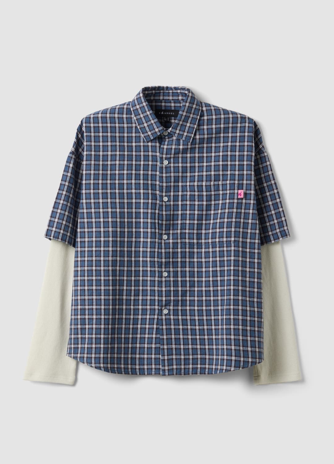 Camicia Cropped Blu A Quadri In Puro Cotone Con Maniche Doppie Over Fit | OVS Camicia Cropped Blu A Quadri In Puro Cotone Con Maniche Doppie Over Fit - 4 | OVS