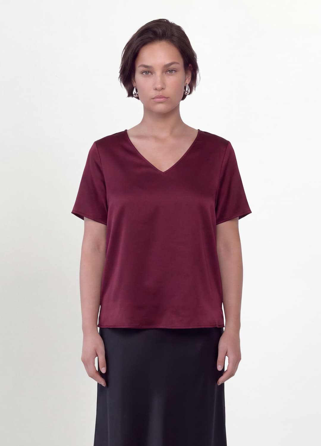 Blusa Satinata Rossa In Tessuto Elasticizzato Con Scollo A V Regular Fit | OVS Blusa Satinata Rossa In Tessuto Elasticizzato Con Scollo A V Regular Fit - 2 | OVS