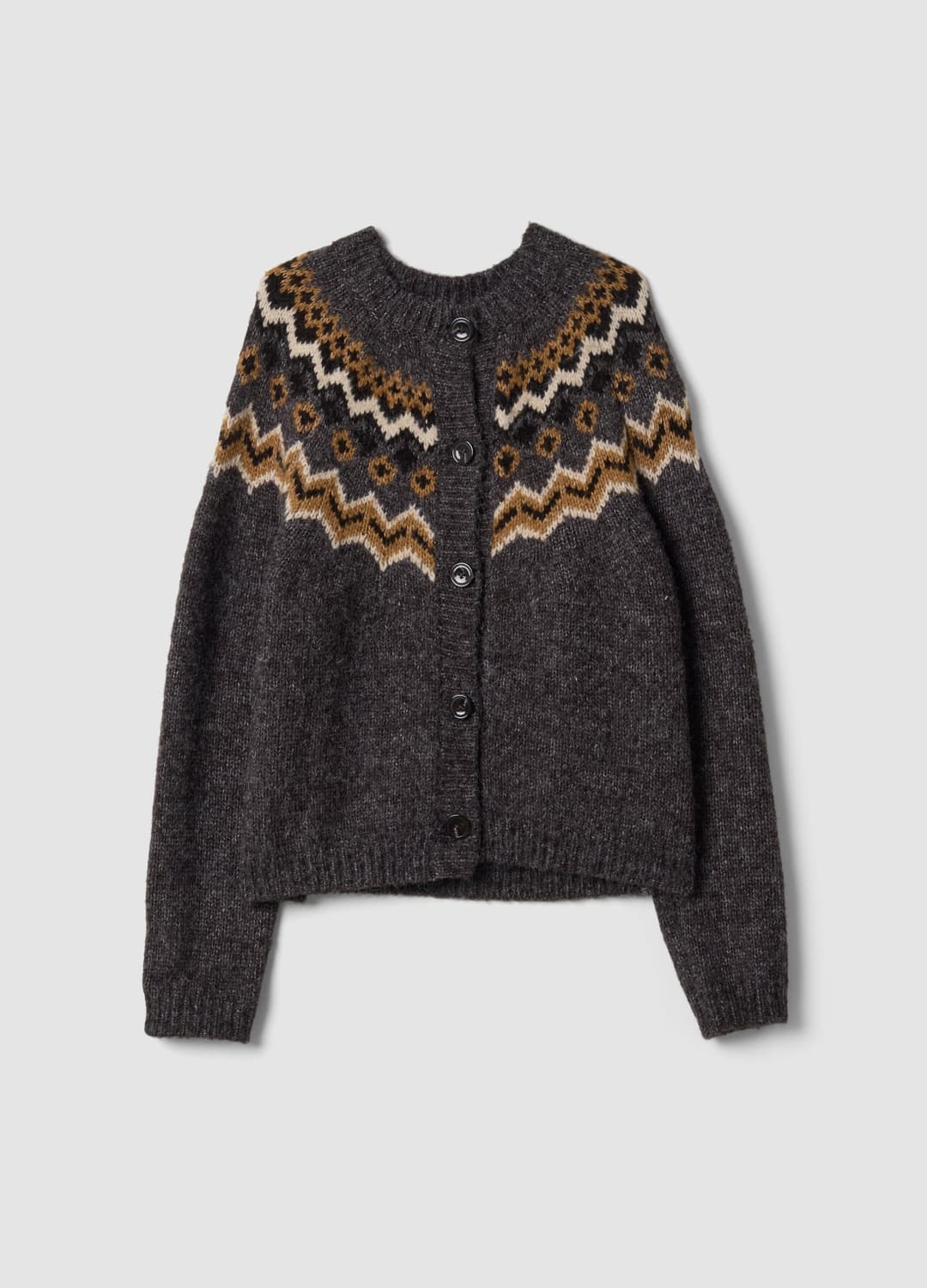 Cardigan Grigio Girocollo Con Fantasia Jacquard | OVS Cardigan Grigio Girocollo Con Fantasia Jacquard - 4 | OVS