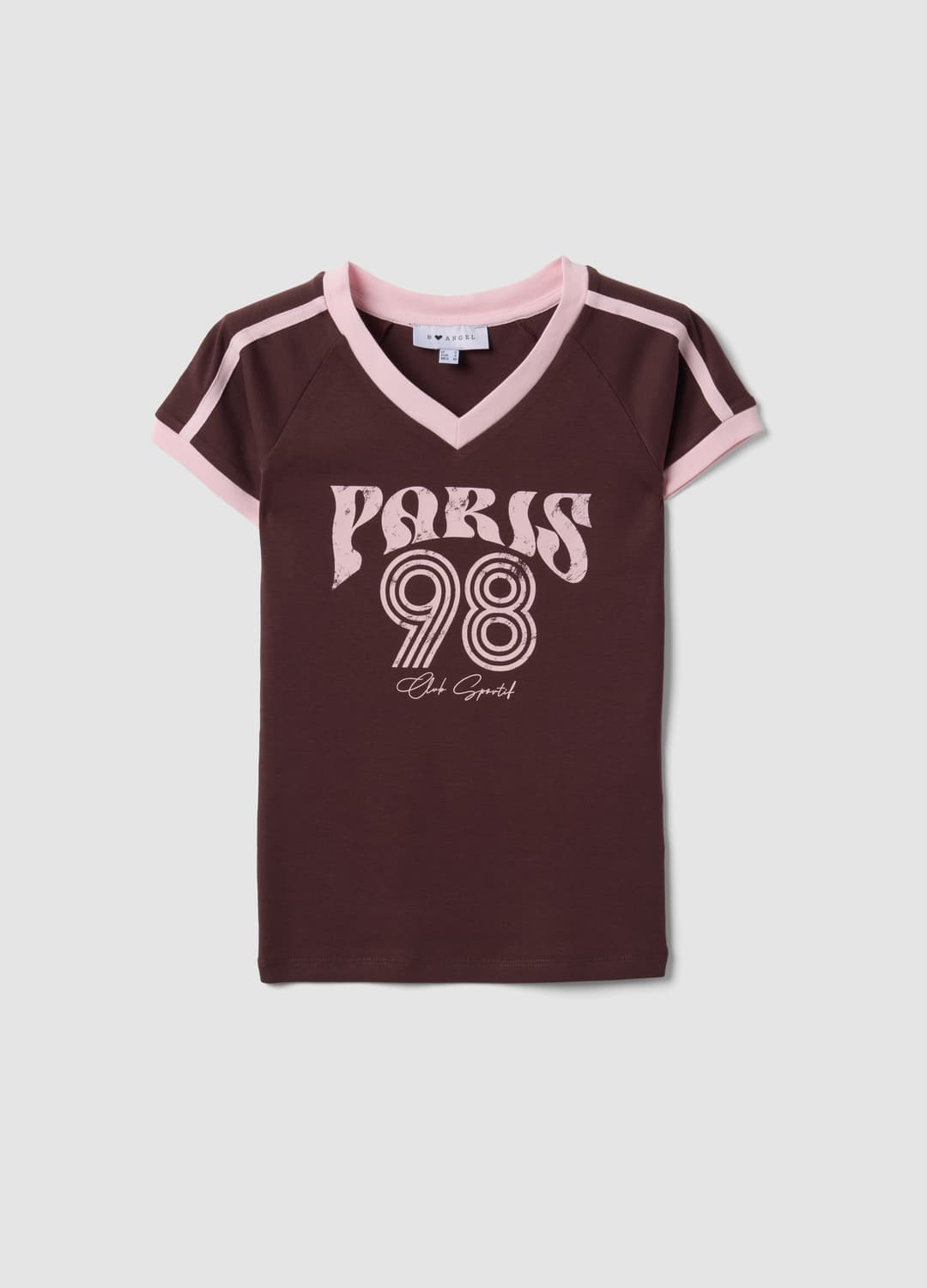 Braunes T-shirt Aus Reiner Baumwolle Mit V-ausschnitt Und Frontprint | OVS Braunes T-shirt Aus Reiner Baumwolle Mit V-ausschnitt Und Frontprint - 4 | OVS
