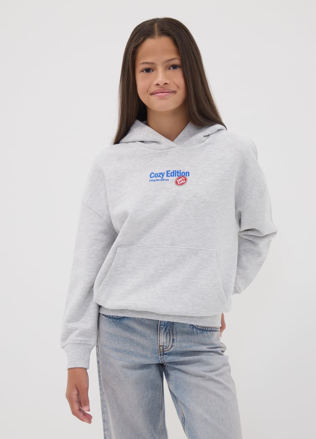 Graues Oversize-kapuzen-sweatshirt Mit Teddyprint Aus Baumwoll- Und Viskosemix | OVS Graues Oversize-kapuzen-sweatshirt Mit Teddyprint Aus Baumwoll- Und Viskosemix - 0 | OVS
