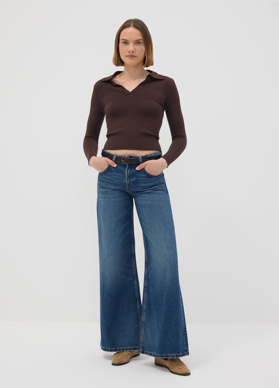 Brauner Pullover Aus Viskosemix Mit Polokragen | OVS Brauner Pullover Aus Viskosemix Mit Polokragen - 1 | OVS