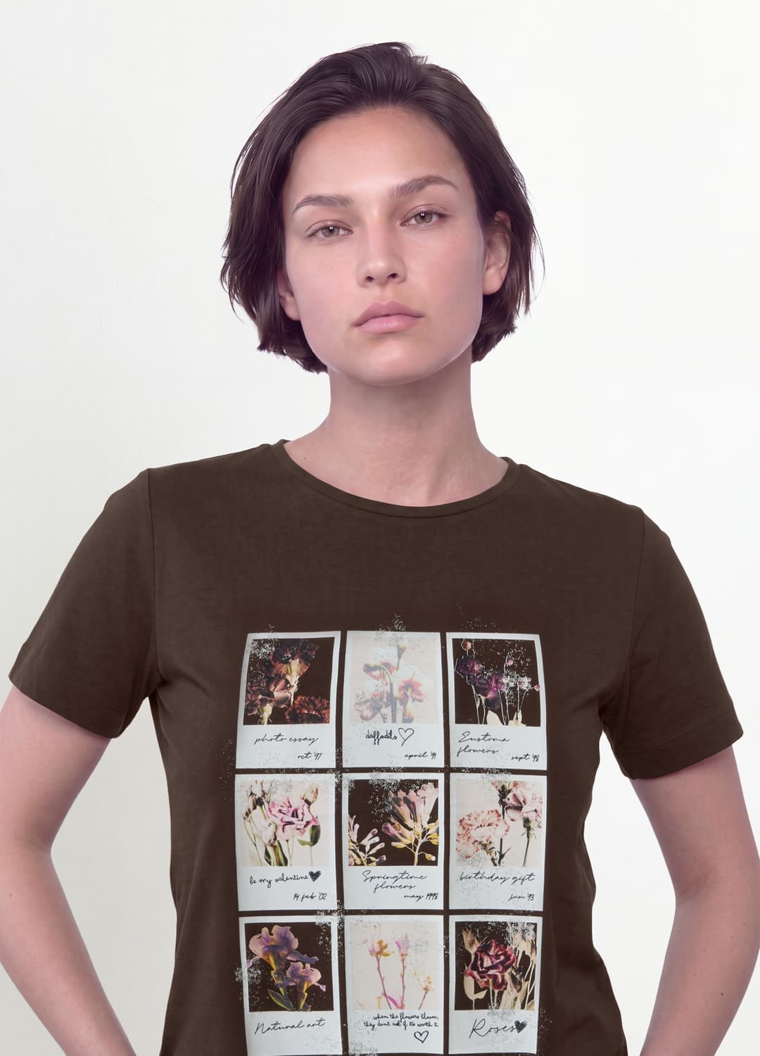 Braunes T-shirt Aus Reiner Baumwolle Mit Blumenprint | OVS Braunes T-shirt Aus Reiner Baumwolle Mit Blumenprint - 2 | OVS