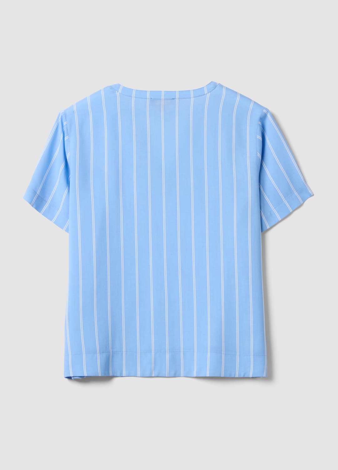 Blusa Azzurra A Righe In Pura Viscosa Con Collo Coreano Regular Fit | OVS Blusa Azzurra A Righe In Pura Viscosa Con Collo Coreano Regular Fit - 5 | OVS