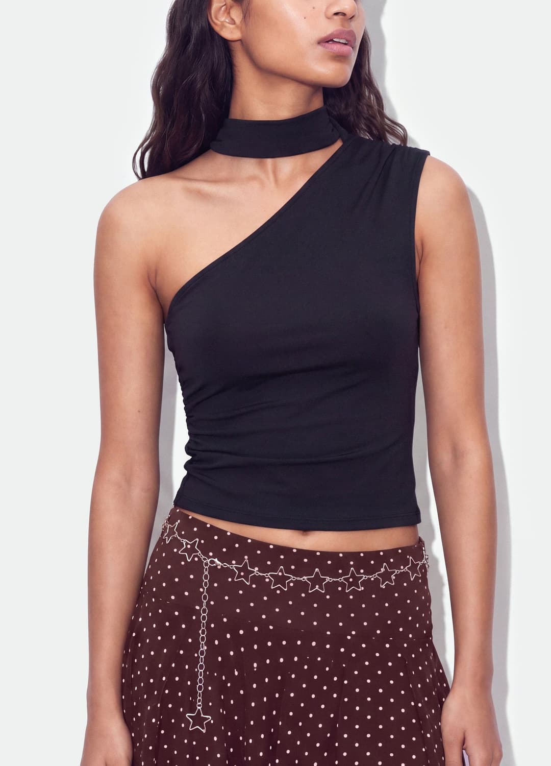 Top Nero In Tessuto Elasticizzato Con Scollo Asimmetrico E Fascia Drappeggiata | OVS Top Nero In Tessuto Elasticizzato Con Scollo Asimmetrico E Fascia Drappeggiata - 0 | OVS