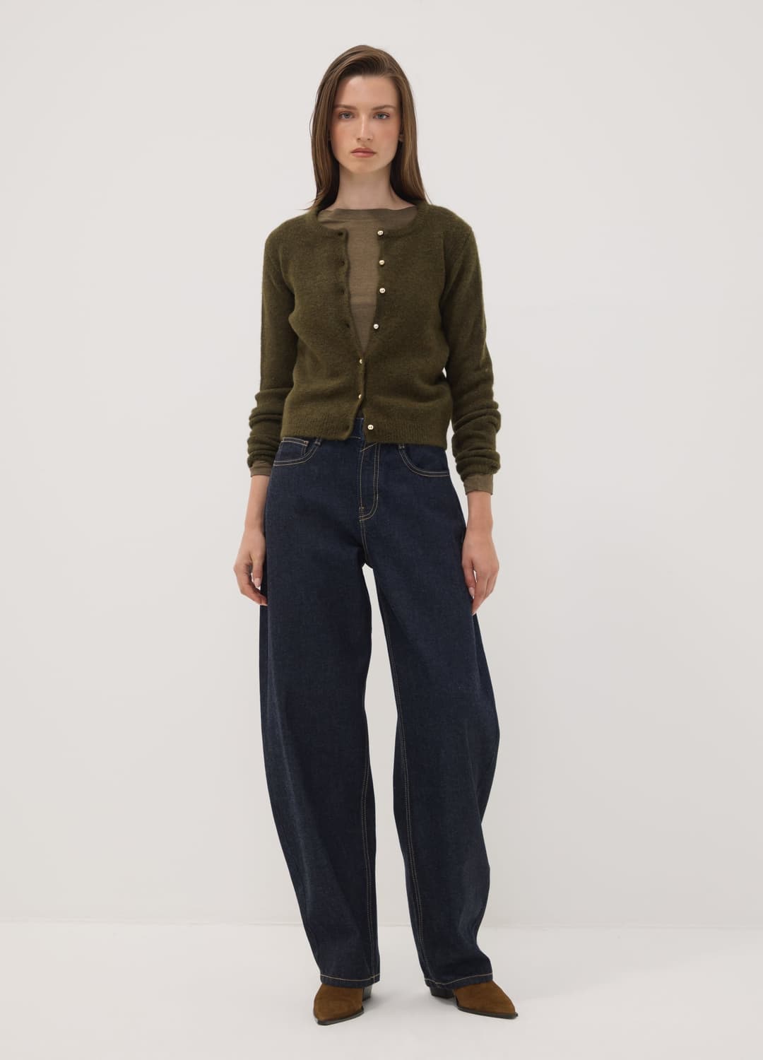 Grüne Strickjacke Aus Elastischer Wolle Mit Rundhalsausschnitt | OVS Grüne Strickjacke Aus Elastischer Wolle Mit Rundhalsausschnitt - 1 | OVS