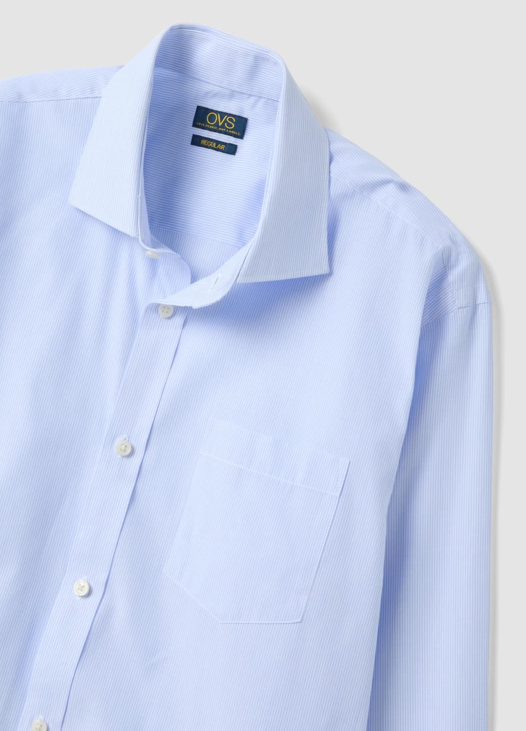 Camicia Azzurra In Misto Cotone A Righe Sottili Easy Iron Regular Fit | OVS Camicia Azzurra In Misto Cotone A Righe Sottili Easy Iron Regular Fit - 5 | OVS