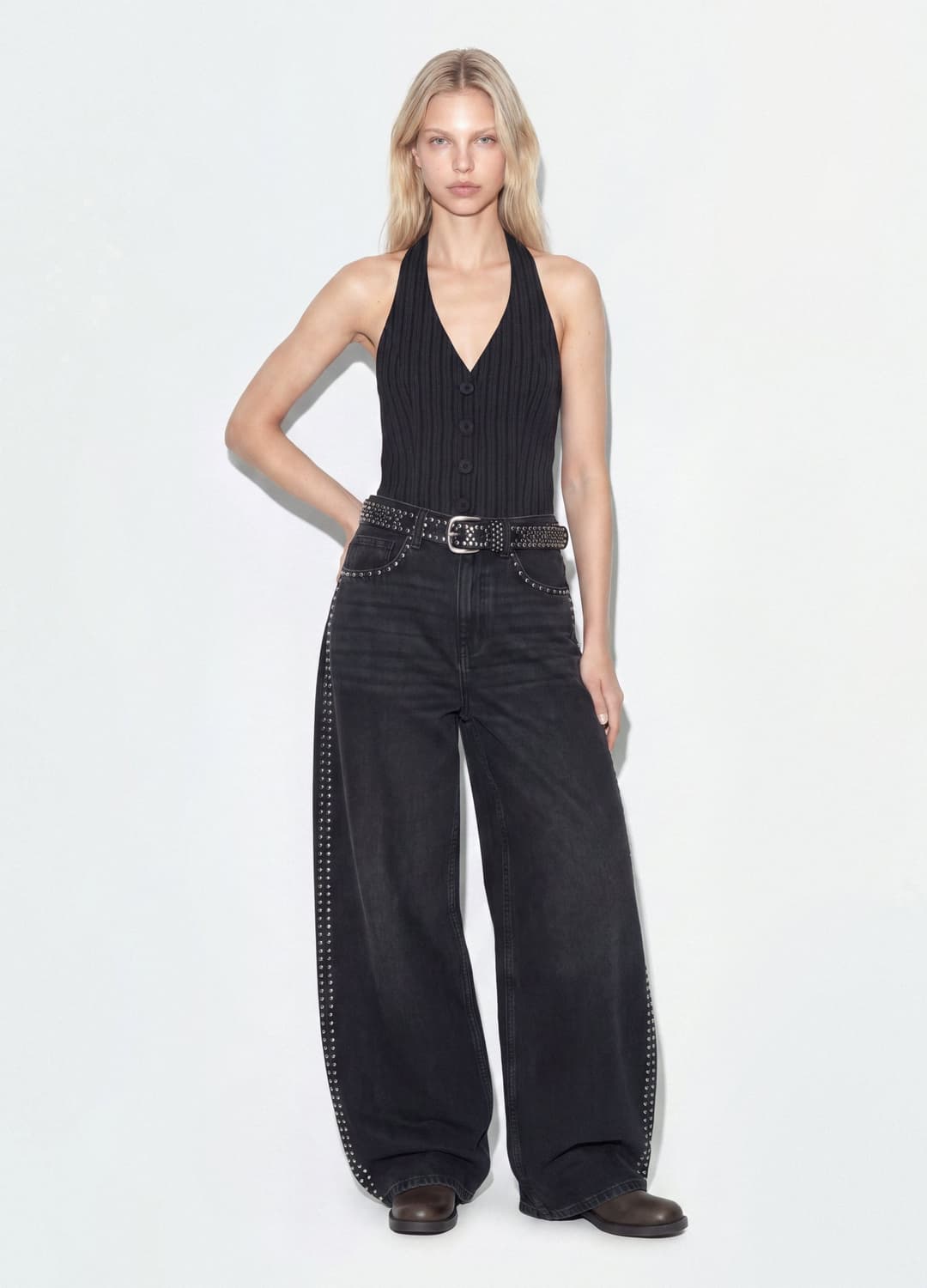 Gilet Nero Crop In Viscosa Elasticizzata A Righe | OVS Gilet Nero Crop In Viscosa Elasticizzata A Righe - 0 | OVS
