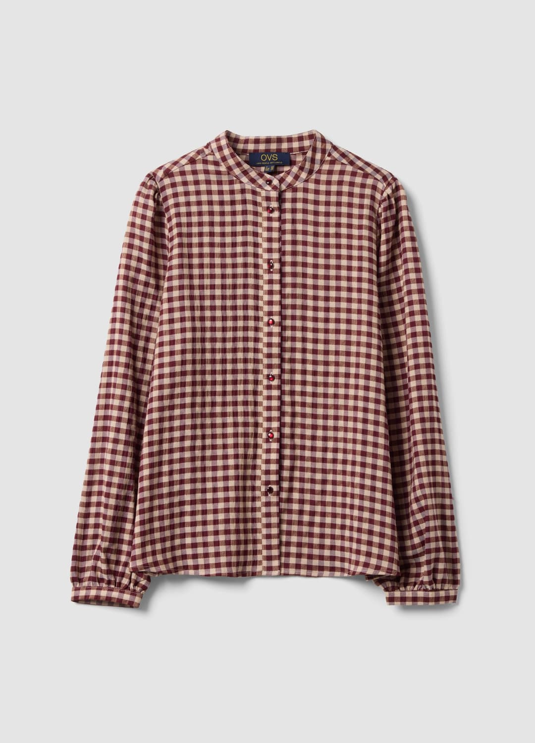 Camicia Bianca A Quadri In Viscosa Elasticizzato Con Collo Coreano | OVS Camicia Bianca A Quadri In Viscosa Elasticizzato Con Collo Coreano - 4 | OVS