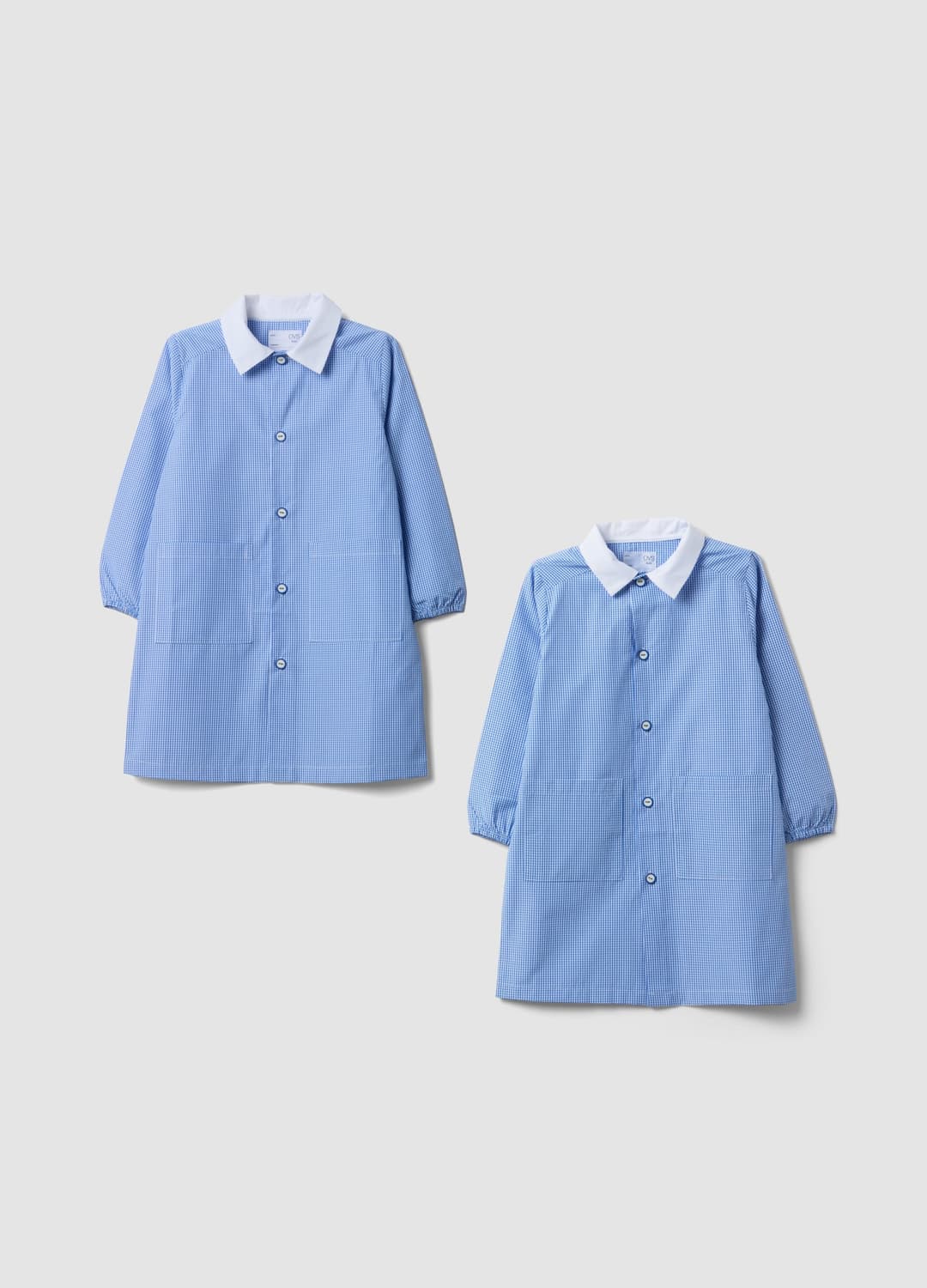 2er-pack Kindergarten-kittel In Hellblau Mit Vichykaros Und Weißem Kragen Für Jungen | OVS 2er-pack Kindergarten-kittel In Hellblau Mit Vichykaros Und Weißem Kragen Für Jungen - 0 | OVS