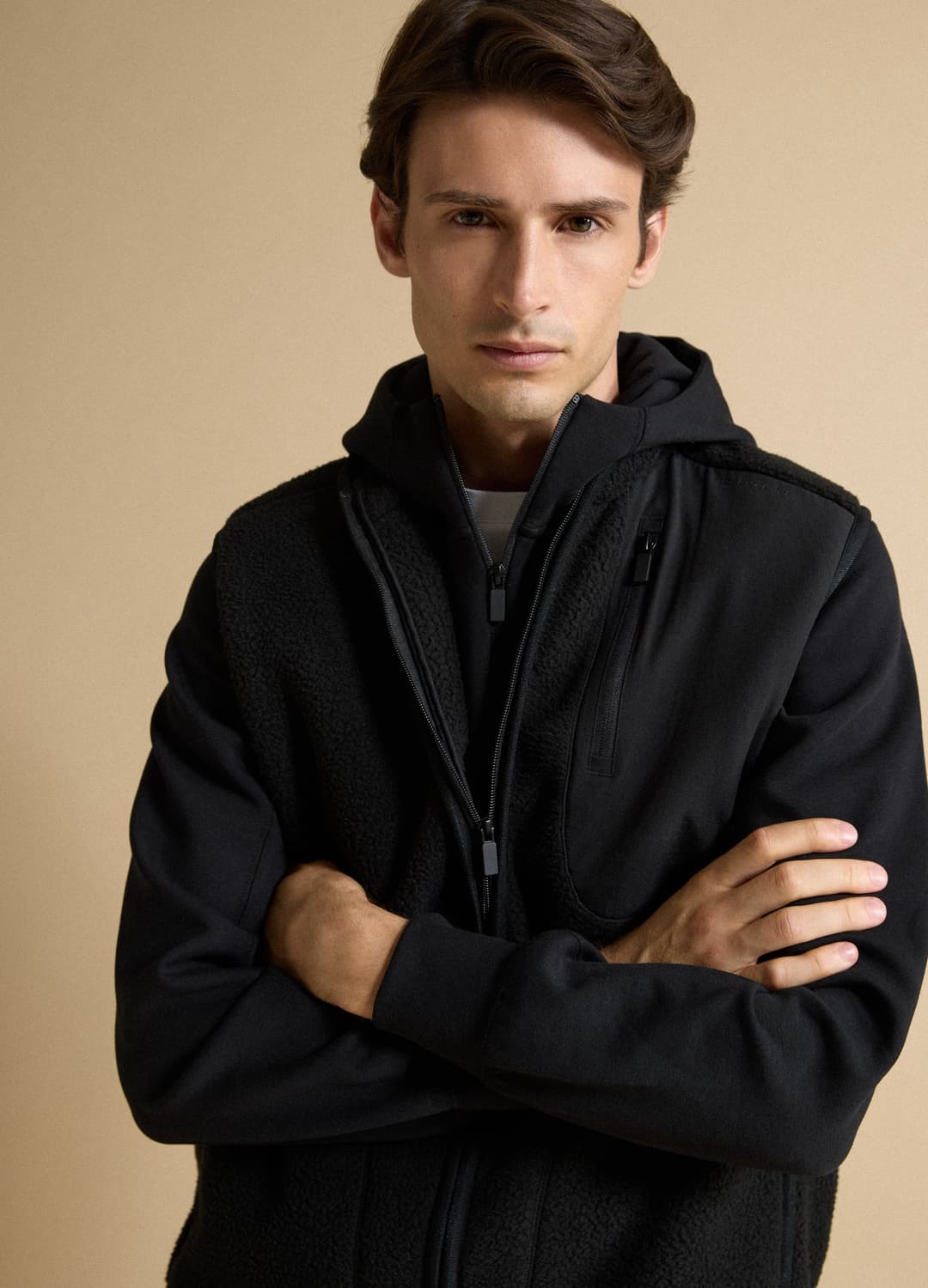Felpa Full-zip Reversibile Nera Con Colletto Regular Fit | OVS Felpa Full-zip Reversibile Nera Con Colletto Regular Fit - 3 | OVS