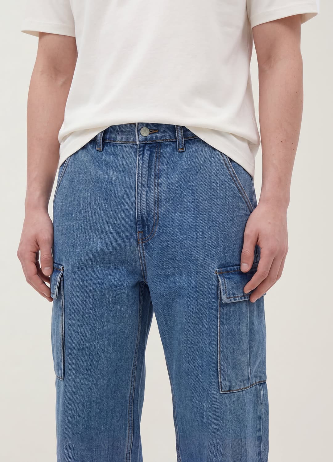 Blaue Cargo-jeans Aus Reiner Baumwolle Mit Wide-leg | OVS Blaue Cargo-jeans Aus Reiner Baumwolle Mit Wide-leg - 4 | OVS