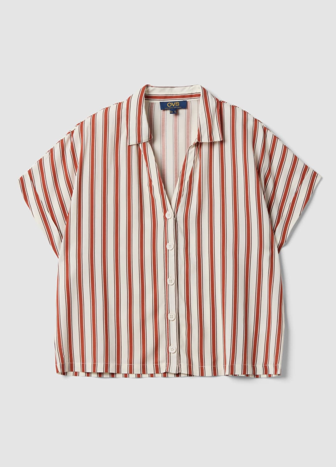Camicia Multicolor A Righe In Pura Viscosa A Maniche Corte Over Fit | OVS Camicia Multicolor A Righe In Pura Viscosa A Maniche Corte Over Fit - 4 | OVS