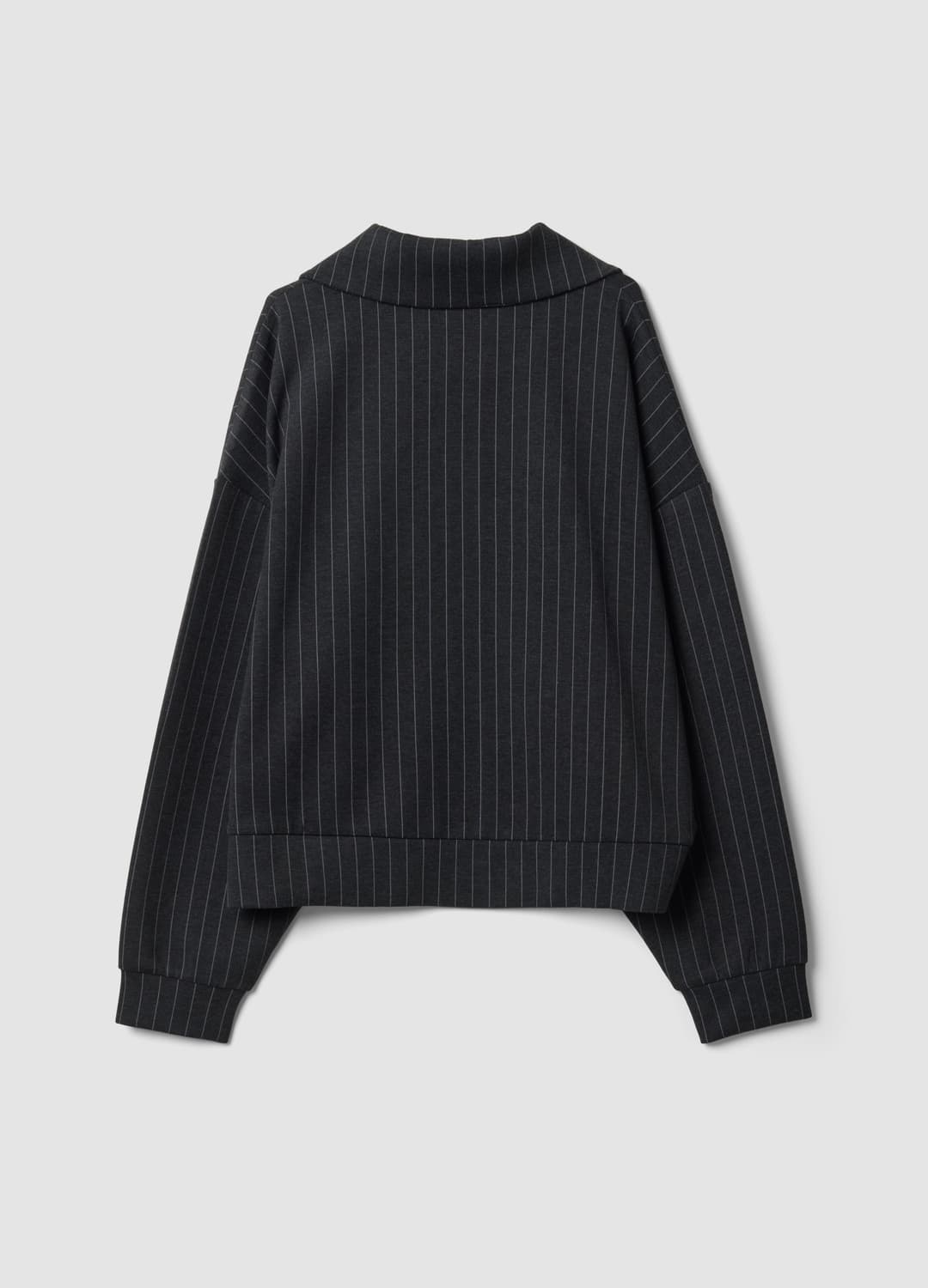 Felpa Full Zip Grigia In Viscosa Elasticizzata A Righe Con Colletto | OVS Felpa Full Zip Grigia In Viscosa Elasticizzata A Righe Con Colletto - 2 | OVS