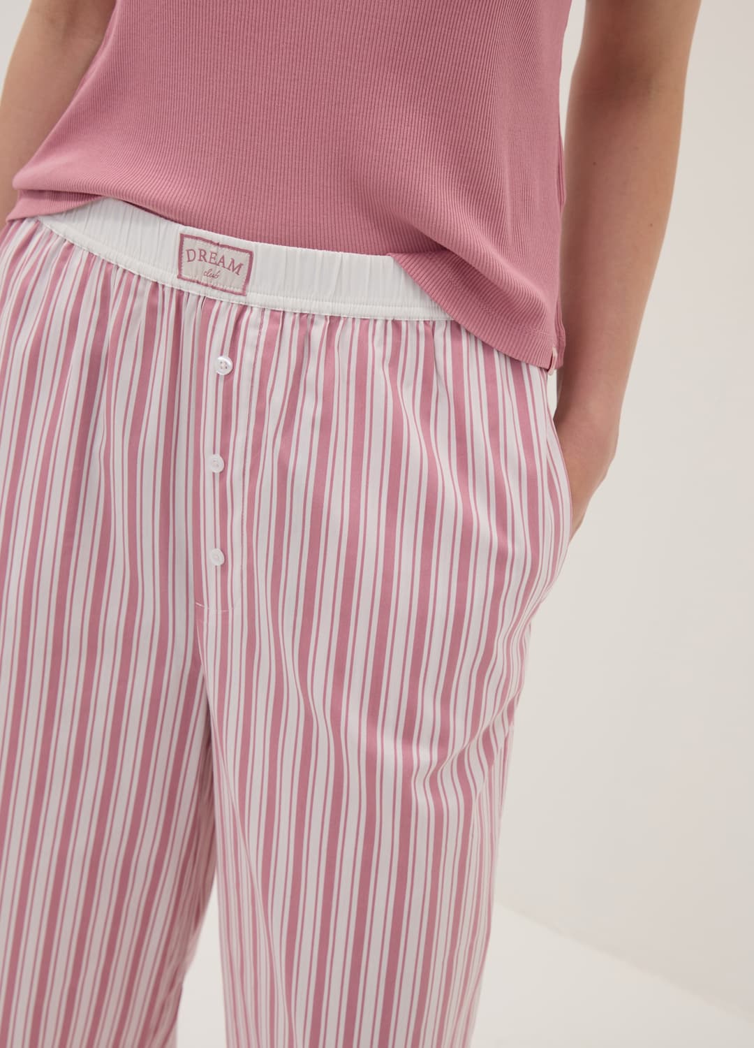 Pantaloni Pigiama Rosa A Righe In Popeline Di Misto Cotone Elasticizzato | OVS Pantaloni Pigiama Rosa A Righe In Popeline Di Misto Cotone Elasticizzato - 3 | OVS