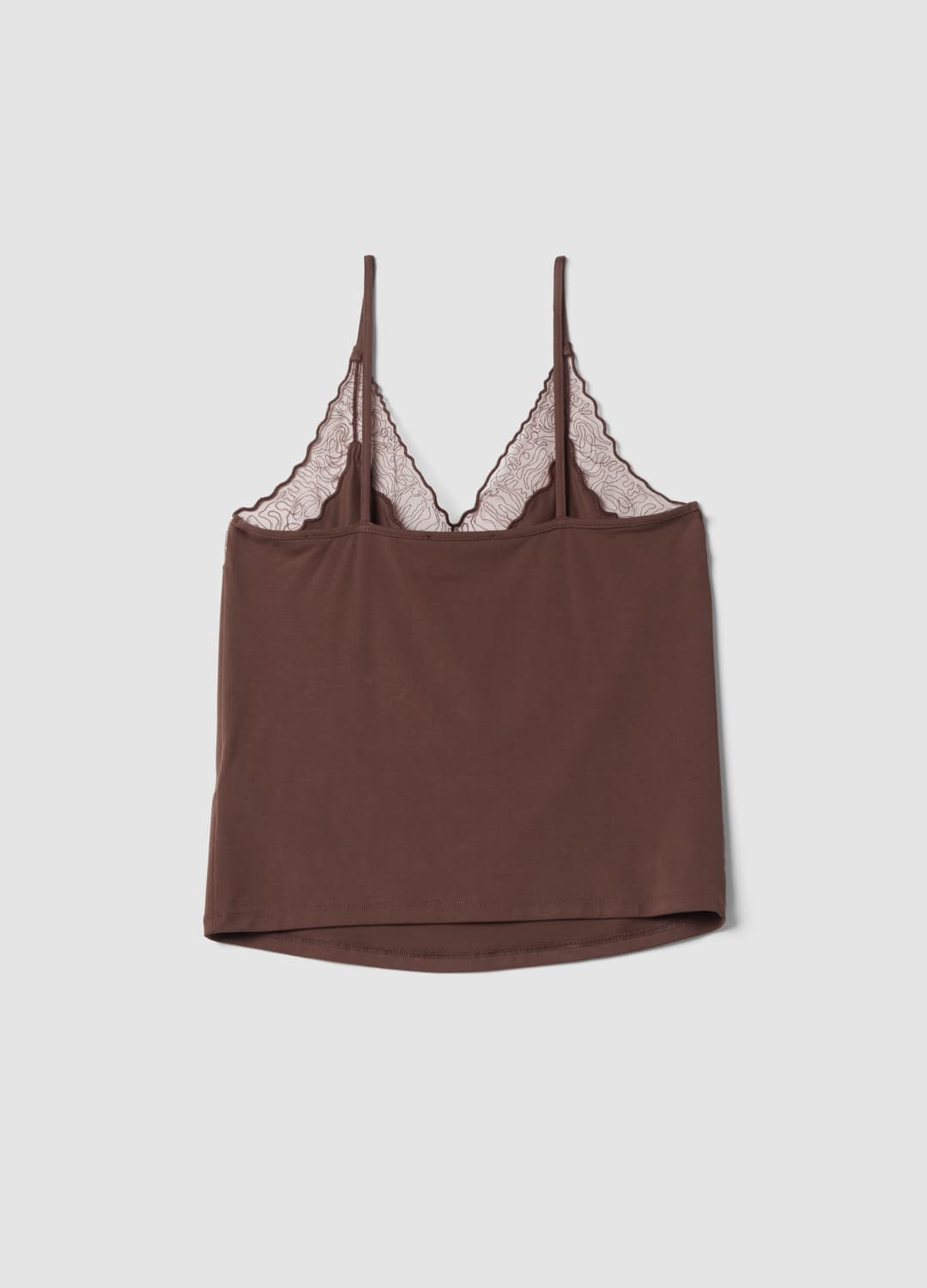 Braunes Tanktop Aus Elastischer Viskose Mit Spitze Und V-ausschnitt | OVS Braunes Tanktop Aus Elastischer Viskose Mit Spitze Und V-ausschnitt - 6 | OVS