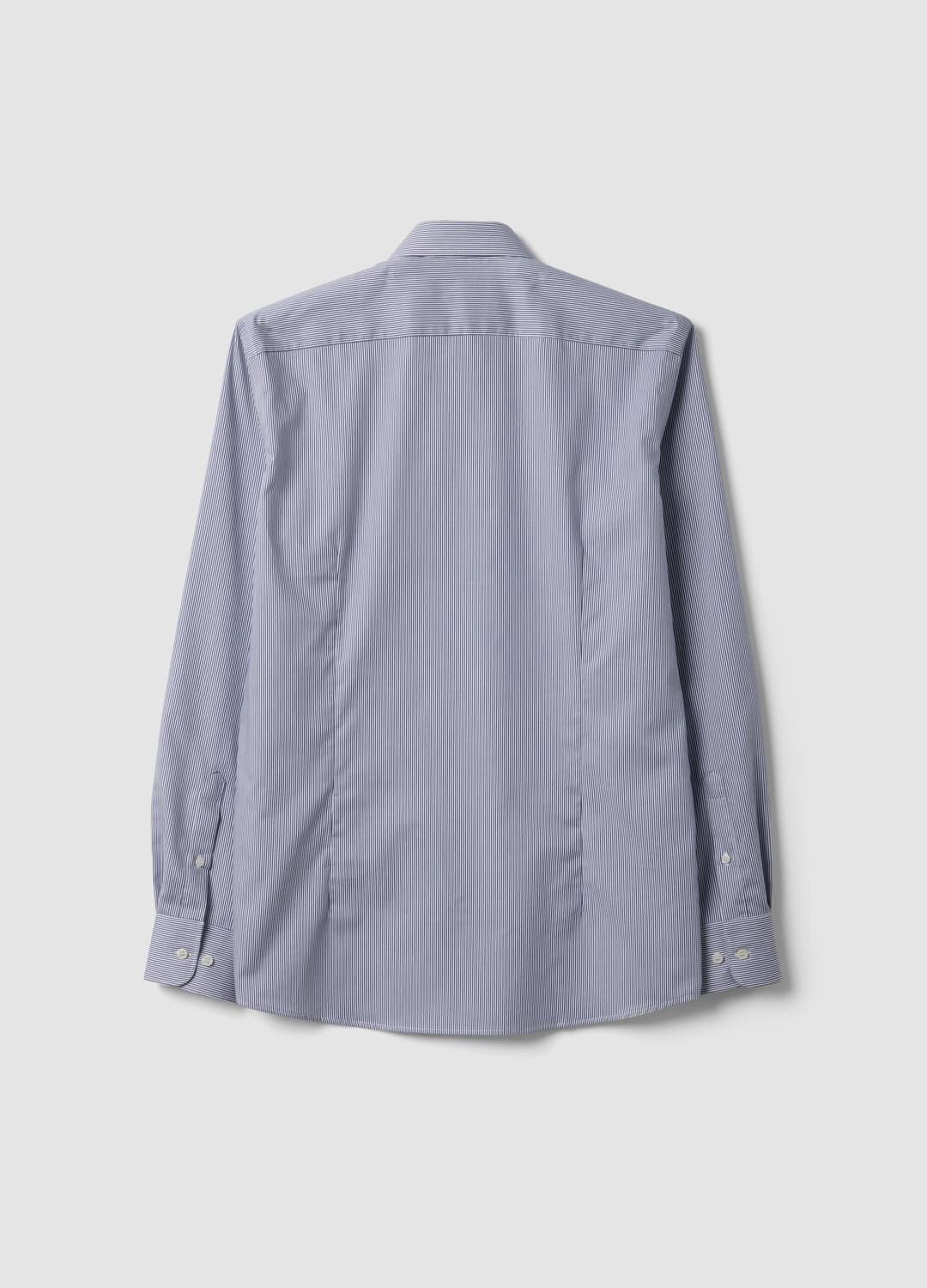 Camicia Blu In Puro Cotone A Righe Con Collo Francese Slim Fit No Iron | OVS Camicia Blu In Puro Cotone A Righe Con Collo Francese Slim Fit No Iron - 5 | OVS