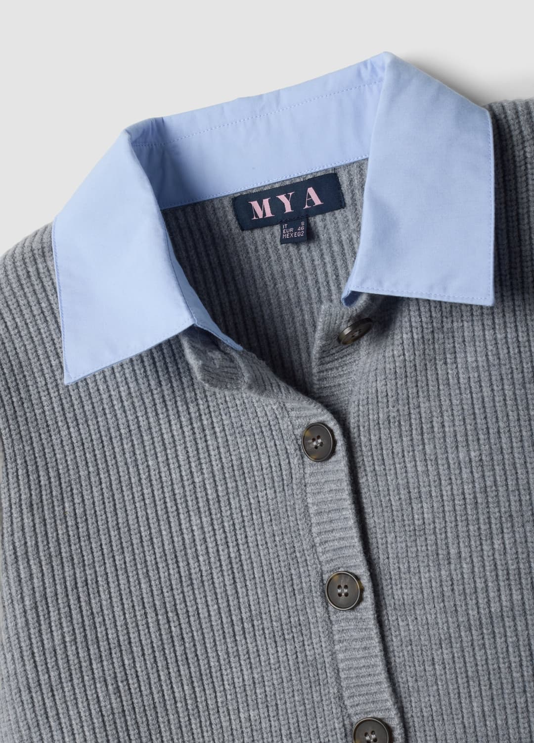 Cardigan Grigio Con Colletto Regular Fit A Coste Effetto Doppio Strato | OVS Cardigan Grigio Con Colletto Regular Fit A Coste Effetto Doppio Strato - 1 | OVS