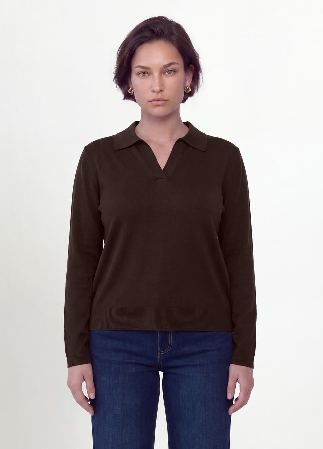 Brauner Pullover Aus Viskosemix Mit Polokragen Und Oversize-fit | OVS Brauner Pullover Aus Viskosemix Mit Polokragen Und Oversize-fit - 2 | OVS