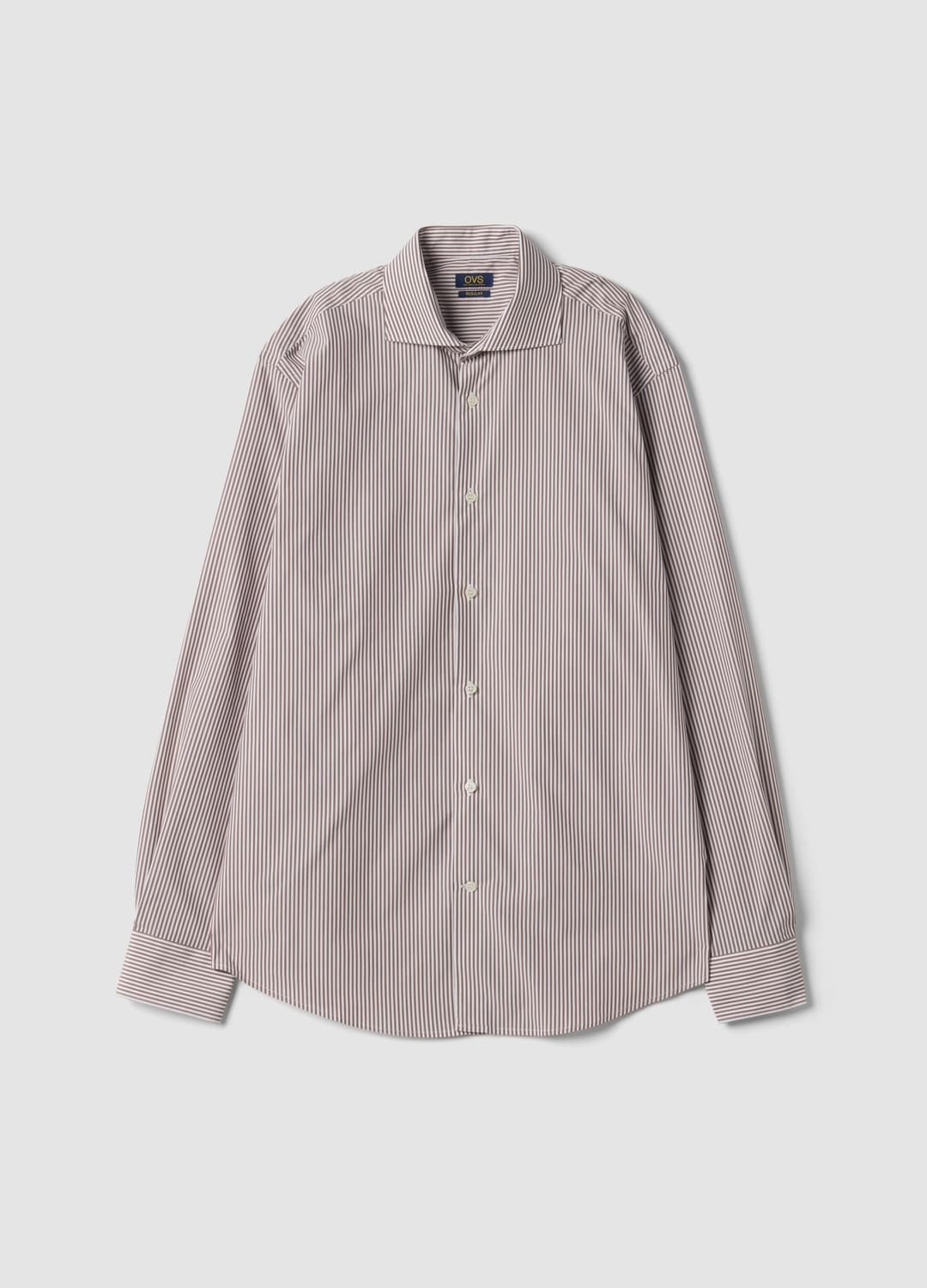Camicia Popeline Marrone A Righe In Misto Lyocell Easy Iron | OVS Camicia Popeline Marrone A Righe In Misto Lyocell Easy Iron - 0 | OVS