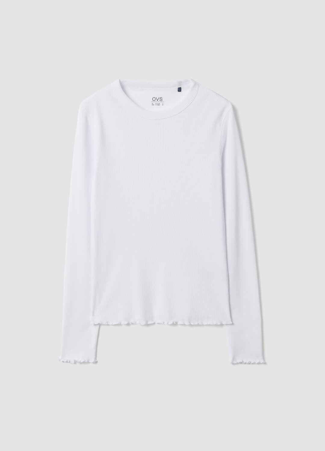 T-shirt Bianca In Puro Cotone A Maniche Lunghe Girocollo Regular Fit | OVS T-shirt Bianca In Puro Cotone A Maniche Lunghe Girocollo Regular Fit - 4 | OVS