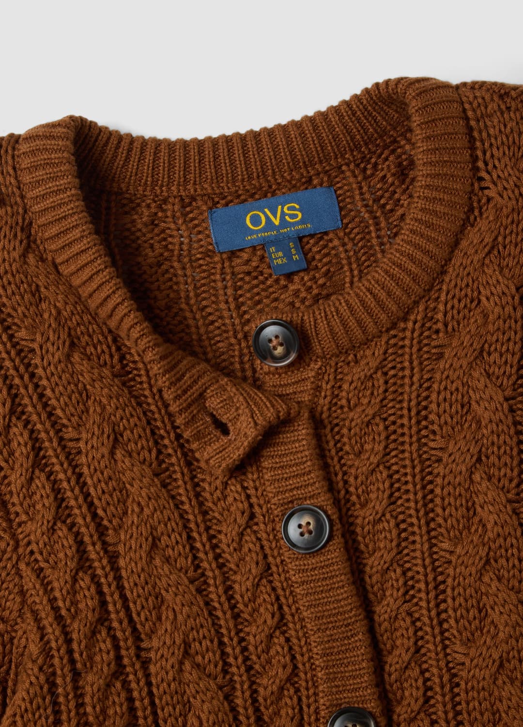 Cardigan Marrone In Misto Cotone A Trecce Regular Fit | OVS Cardigan Marrone In Misto Cotone A Trecce Regular Fit - 5 | OVS