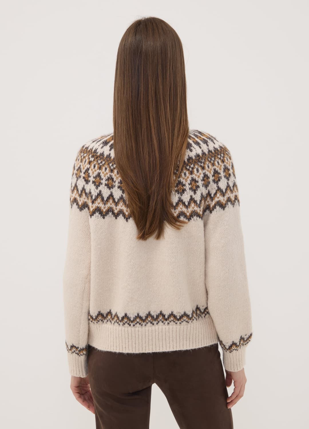 Beiger Jacquard-pullover Mit Stehkragen | OVS Beiger Jacquard-pullover Mit Stehkragen - 3 | OVS