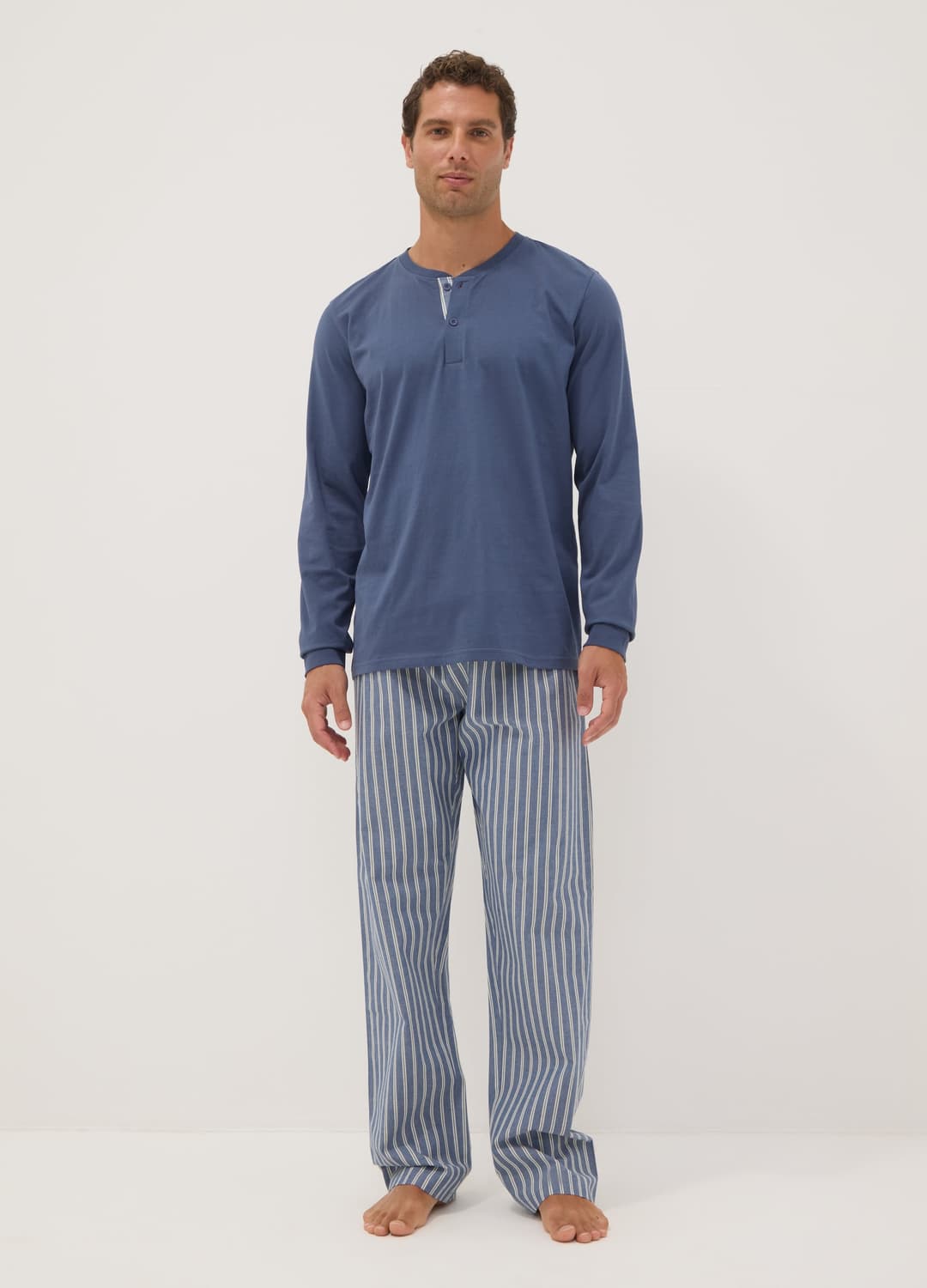 Pigiama Blu In Puro Cotone Organico Con Collo Serafino Regular Fit | OVS Pigiama Blu In Puro Cotone Organico Con Collo Serafino Regular Fit - 7 | OVS