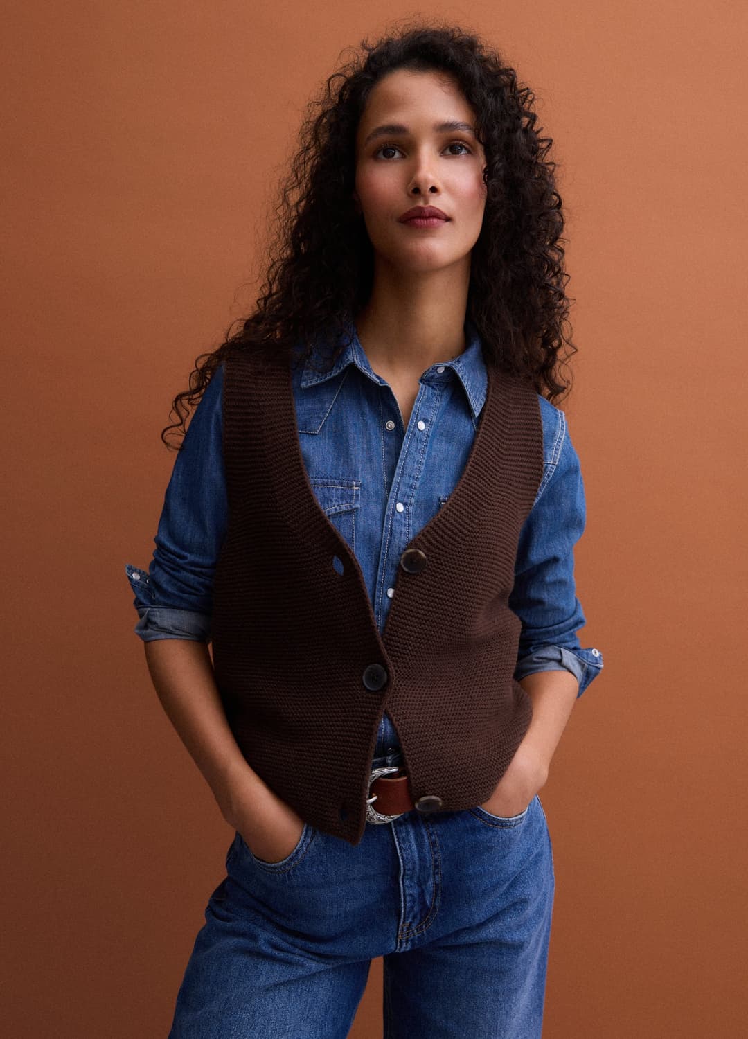 Gilet Marrone In Misto Lana Con Scollo Profondo A V Regular Fit | OVS Gilet Marrone In Misto Lana Con Scollo Profondo A V Regular Fit - 0 | OVS