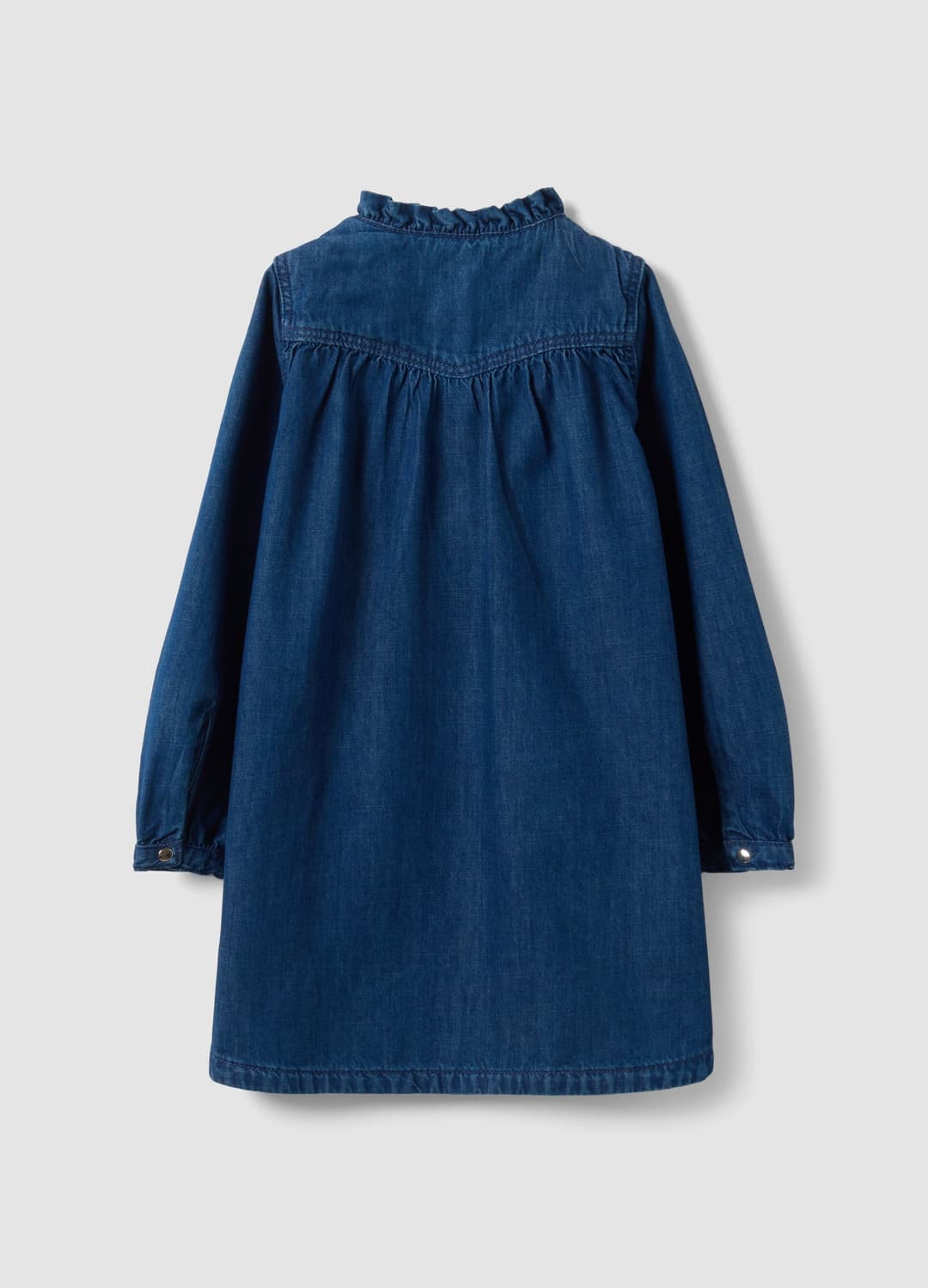 Abito Wide Blu In Puro Cotone Con Girocollo E Volant Per Bambina | OVS Abito Wide Blu In Puro Cotone Con Girocollo E Volant Per Bambina - 1 | OVS