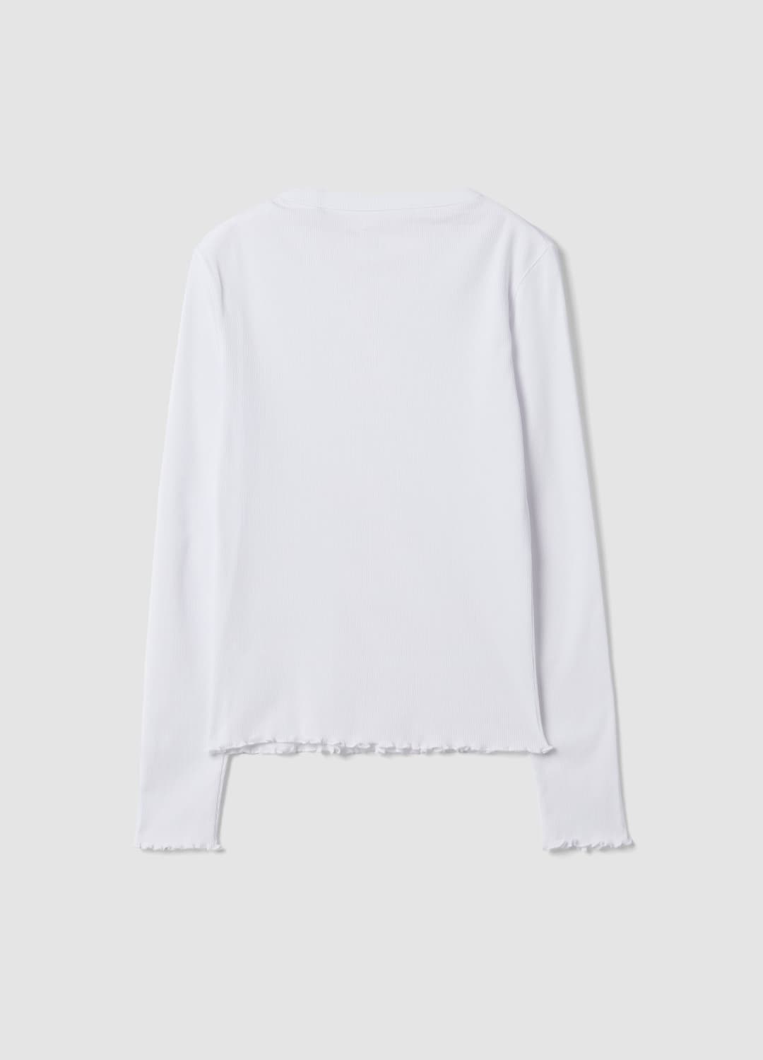 T-shirt Bianca In Puro Cotone A Maniche Lunghe Girocollo Regular Fit | OVS T-shirt Bianca In Puro Cotone A Maniche Lunghe Girocollo Regular Fit - 6 | OVS