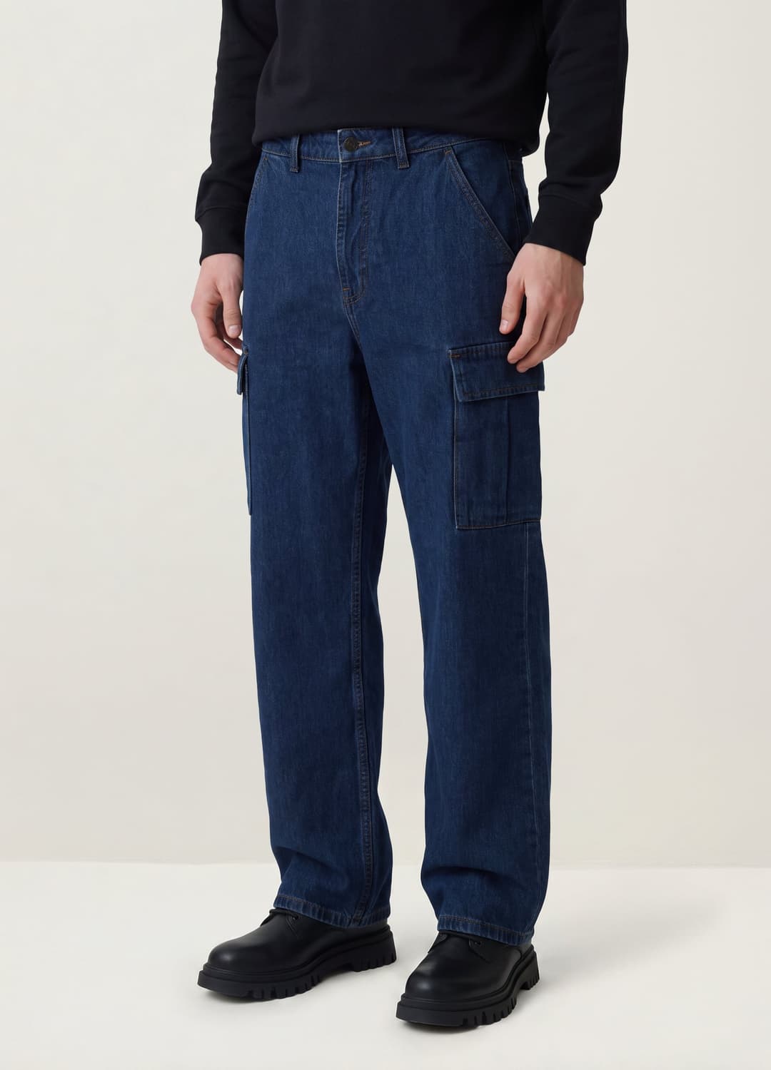 Blaue Cargo-jeans Aus Reiner Baumwolle Mit Wide-leg | OVS Blaue Cargo-jeans Aus Reiner Baumwolle Mit Wide-leg - 8 | OVS
