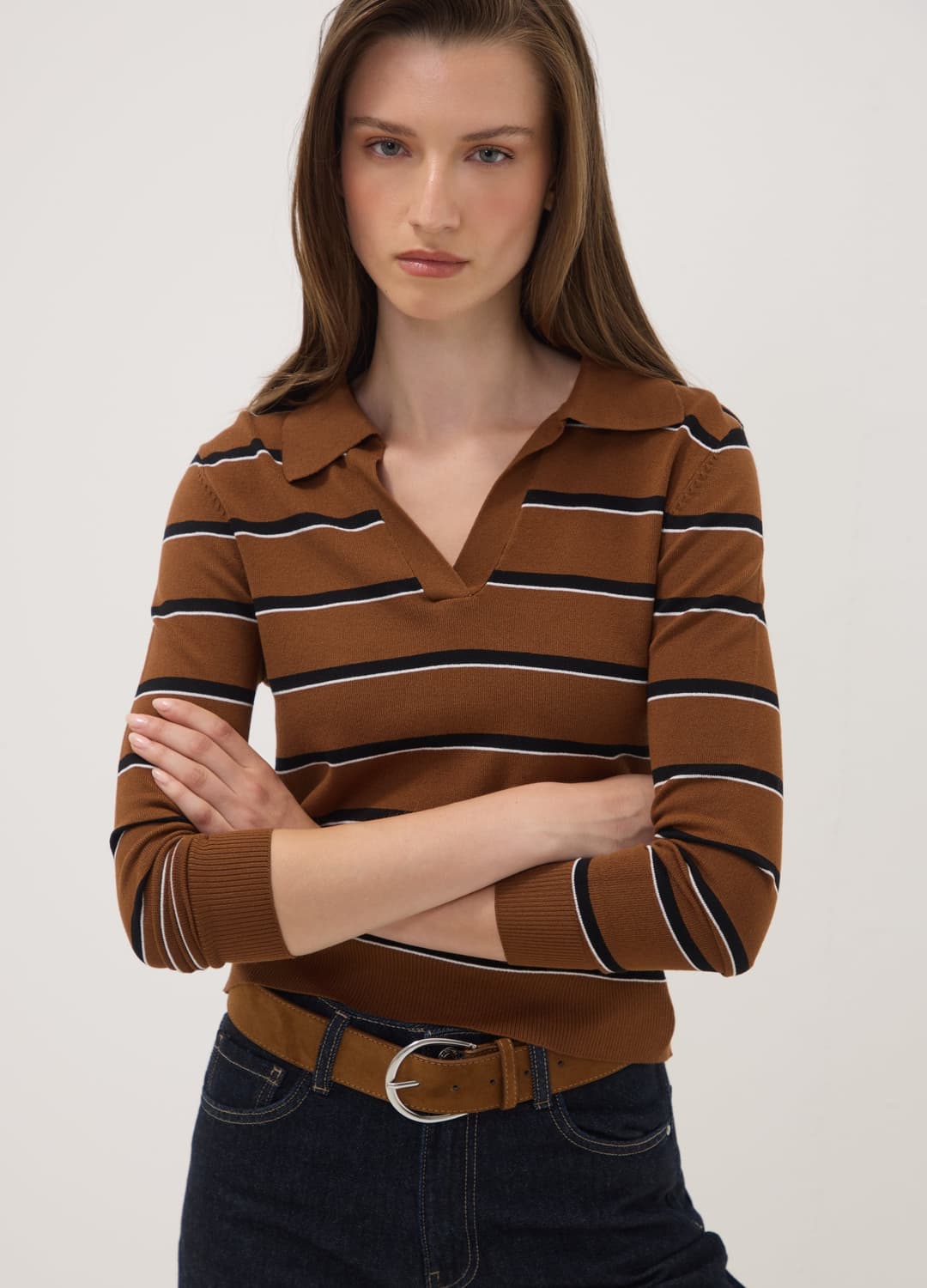 Brauner Pullover Aus Viskosemix Mit Polokragen | OVS Brauner Pullover Aus Viskosemix Mit Polokragen - 0 | OVS