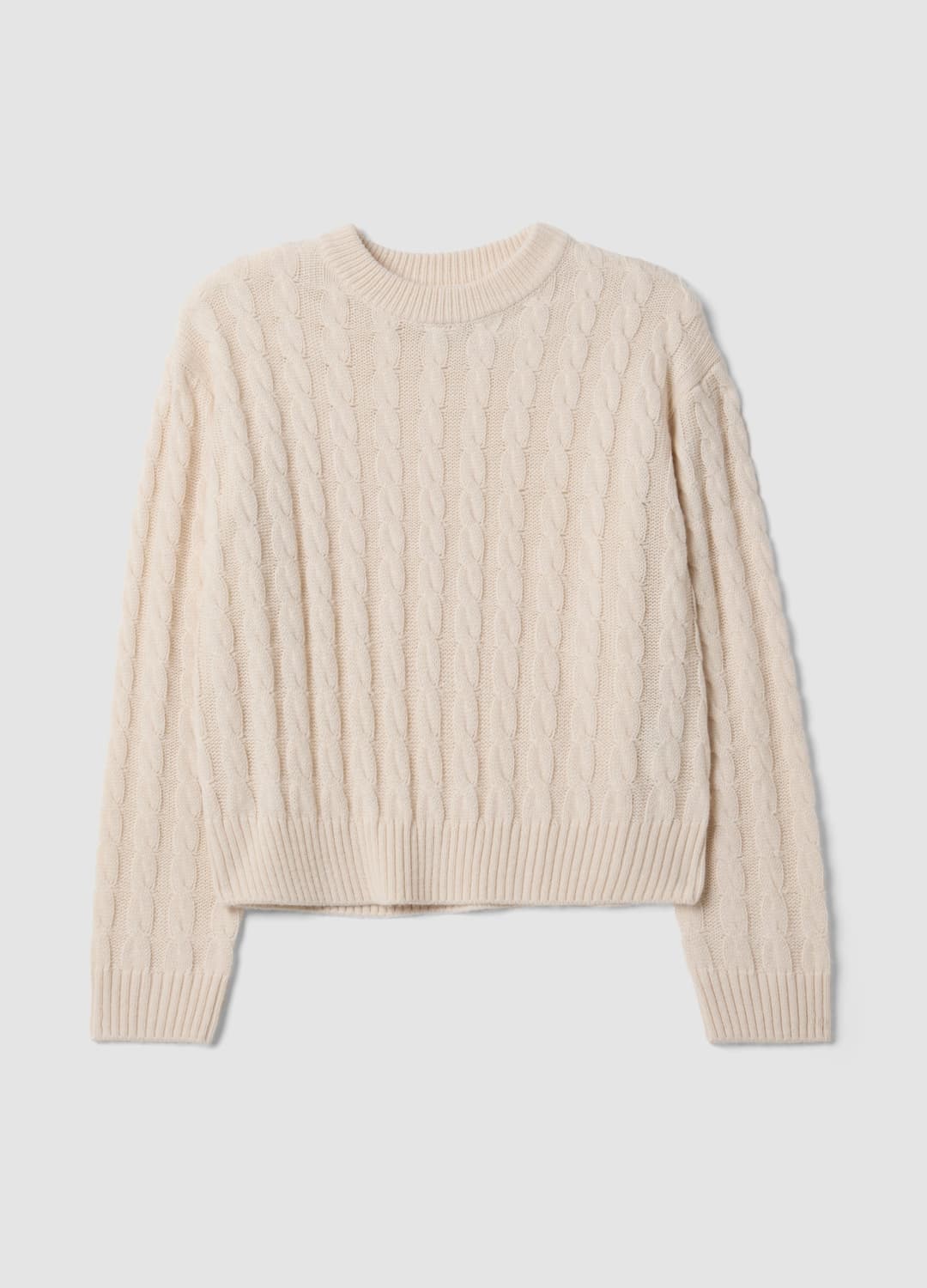 Beiger Zopfmuster-pullover Aus Wollmix Mit Rundhalsausschnitt | OVS Beiger Zopfmuster-pullover Aus Wollmix Mit Rundhalsausschnitt - 0 | OVS
