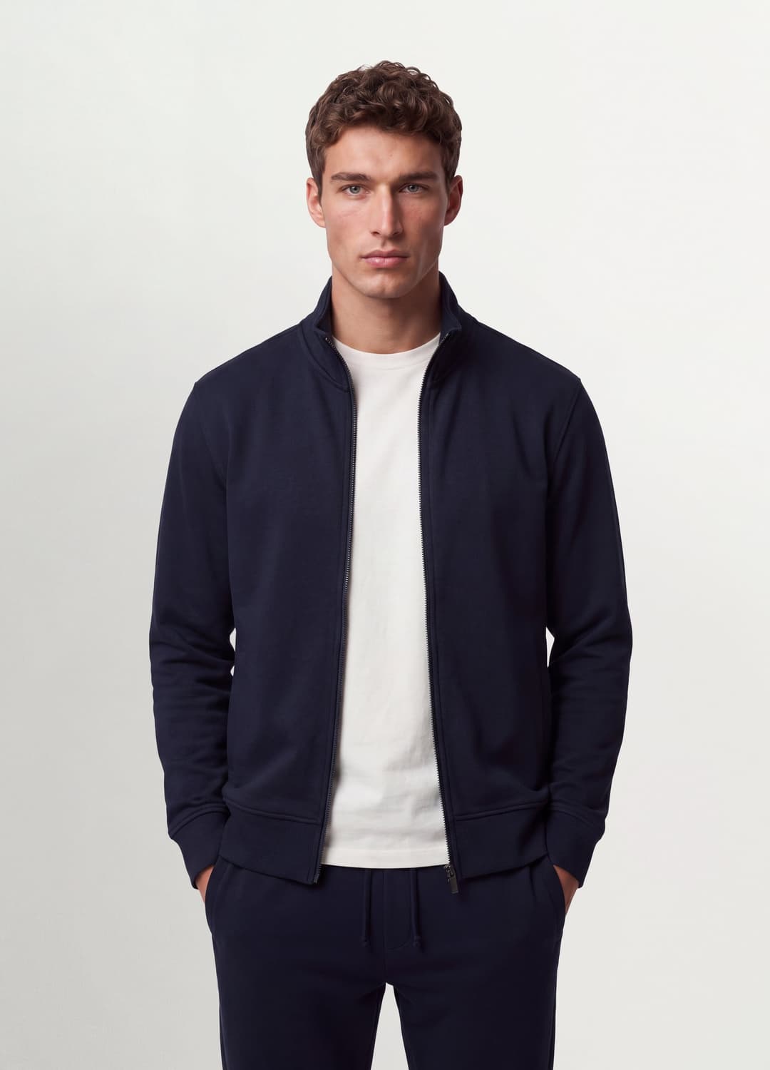 Felpa Blu In Misto Cotone Con Girocollo E Zip Regular Fit | OVS Felpa Blu In Misto Cotone Con Girocollo E Zip Regular Fit - 1 | OVS