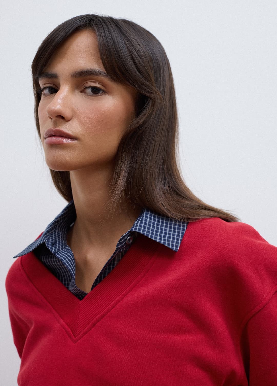 Felpa Rossa In Misto Cotone Con Scollo A V Over Fit | OVS Felpa Rossa In Misto Cotone Con Scollo A V Over Fit - 1 | OVS