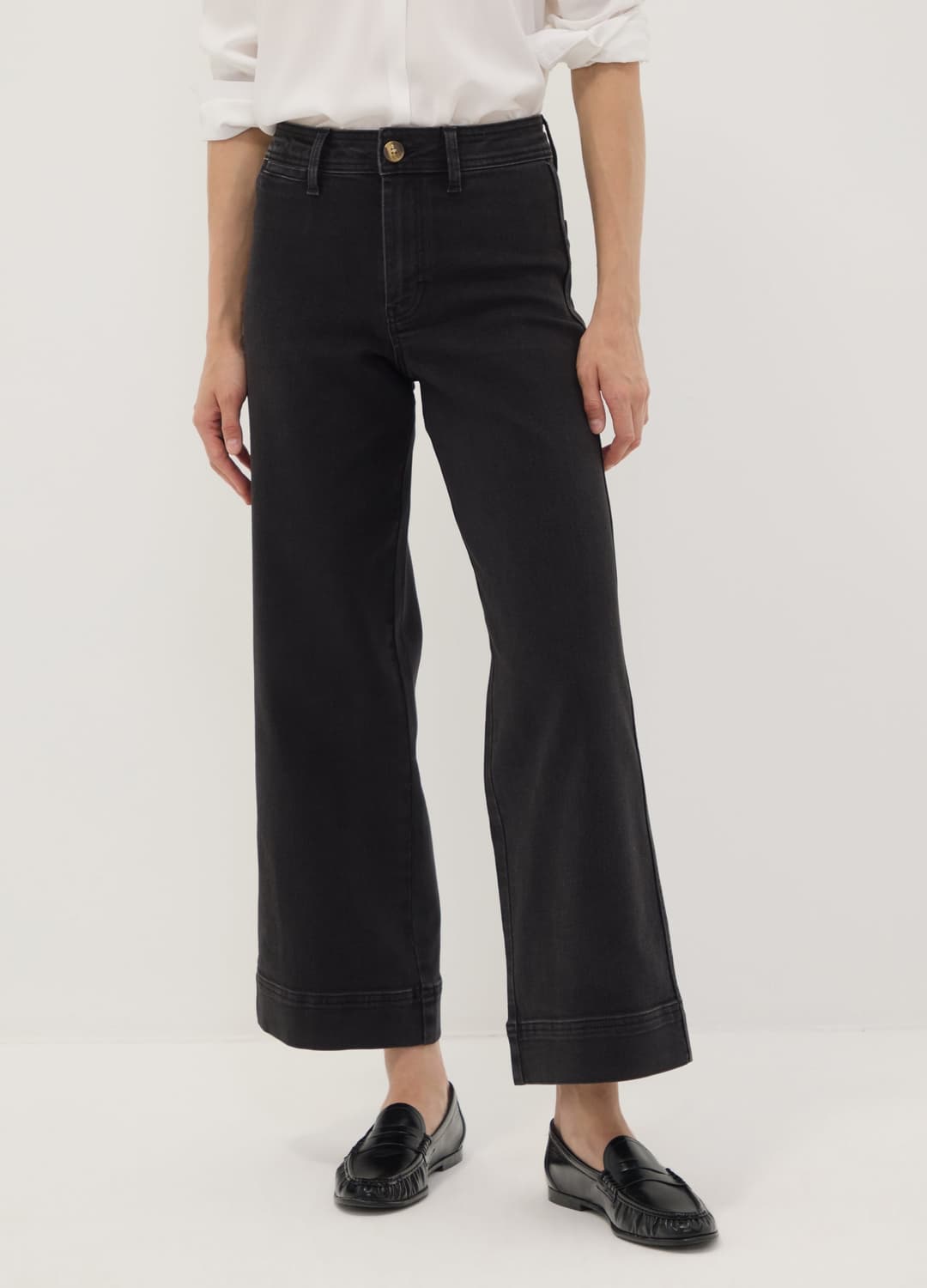 Schwarze Wide-leg-jeans Aus Stretch-baumwolle | OVS Schwarze Wide-leg-jeans Aus Stretch-baumwolle - 1 | OVS