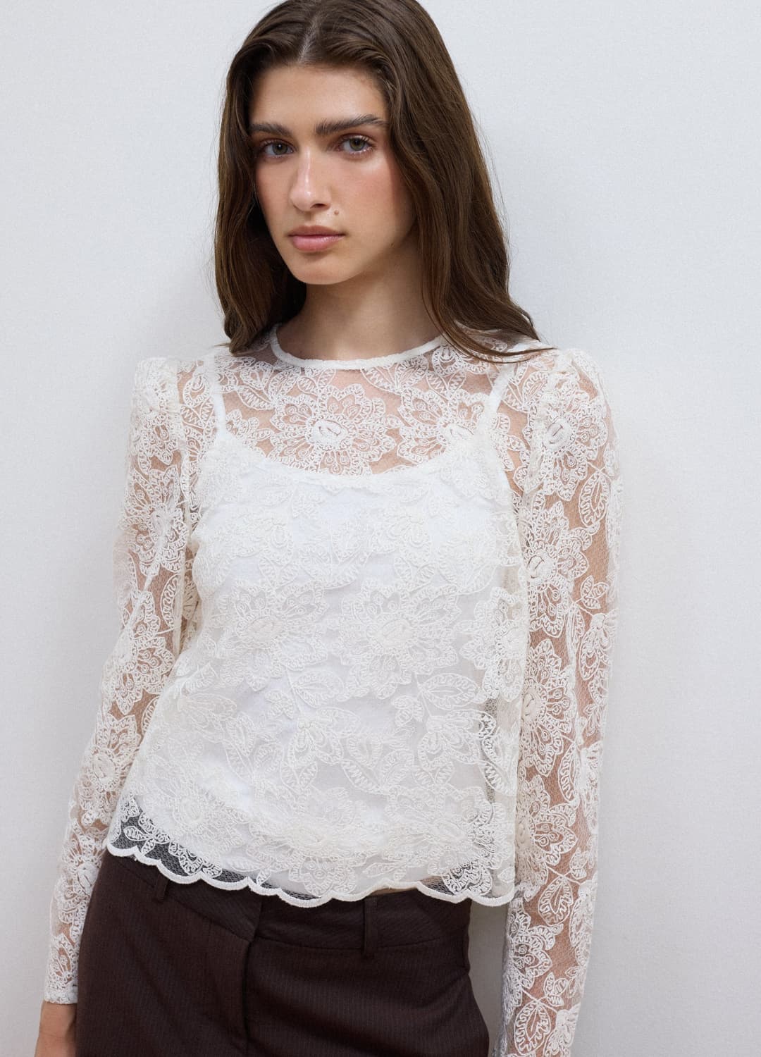 Blusa Bianca In Misto Cotone Con Pizzo Floreale Slim Fit | OVS Blusa Bianca In Misto Cotone Con Pizzo Floreale Slim Fit - 2 | OVS