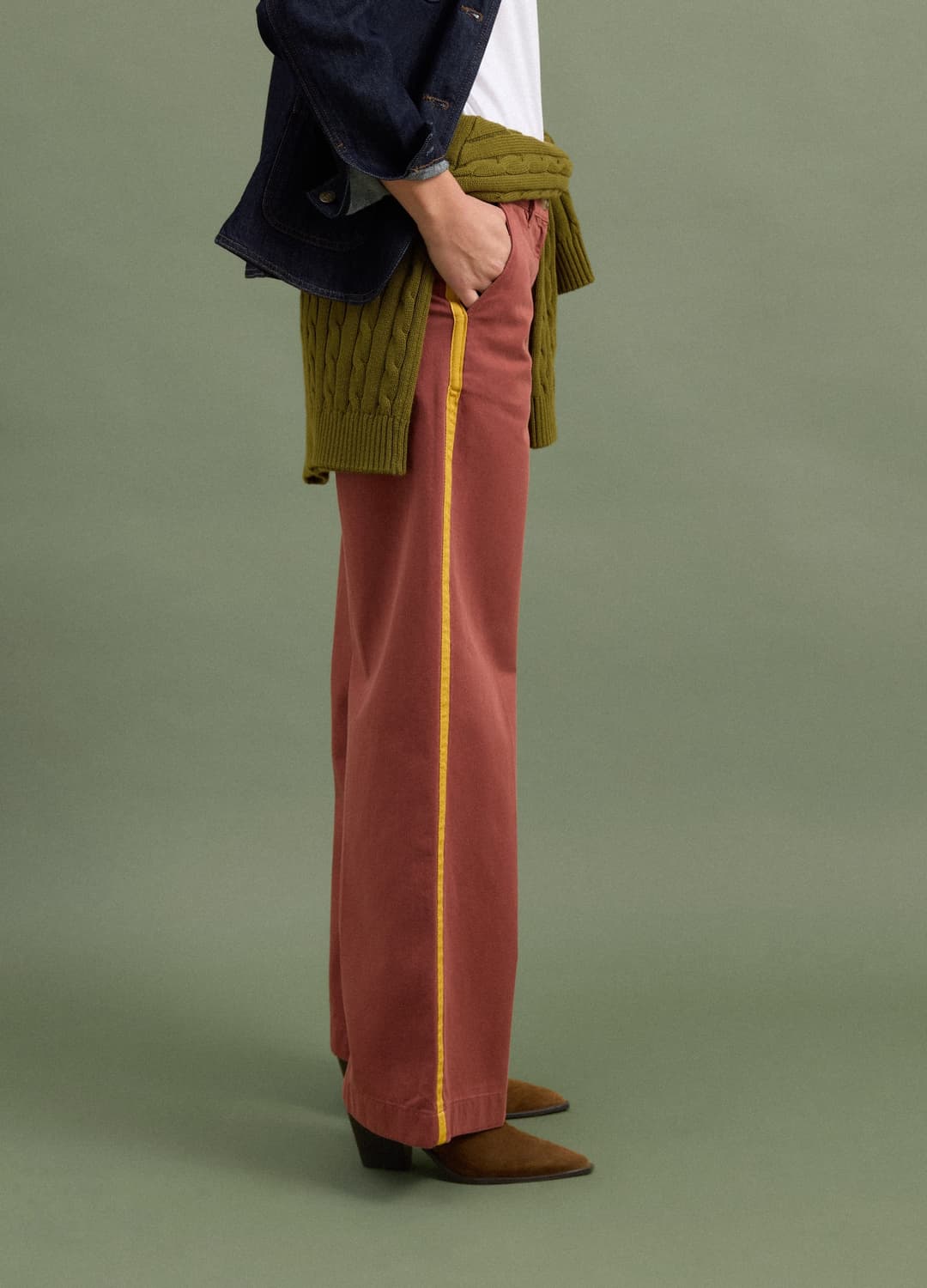 Pantaloni Chino Rossi Wide Leg In Puro Cotone Con Bande A Contrasto | OVS Pantaloni Chino Rossi Wide Leg In Puro Cotone Con Bande A Contrasto - 3 | OVS