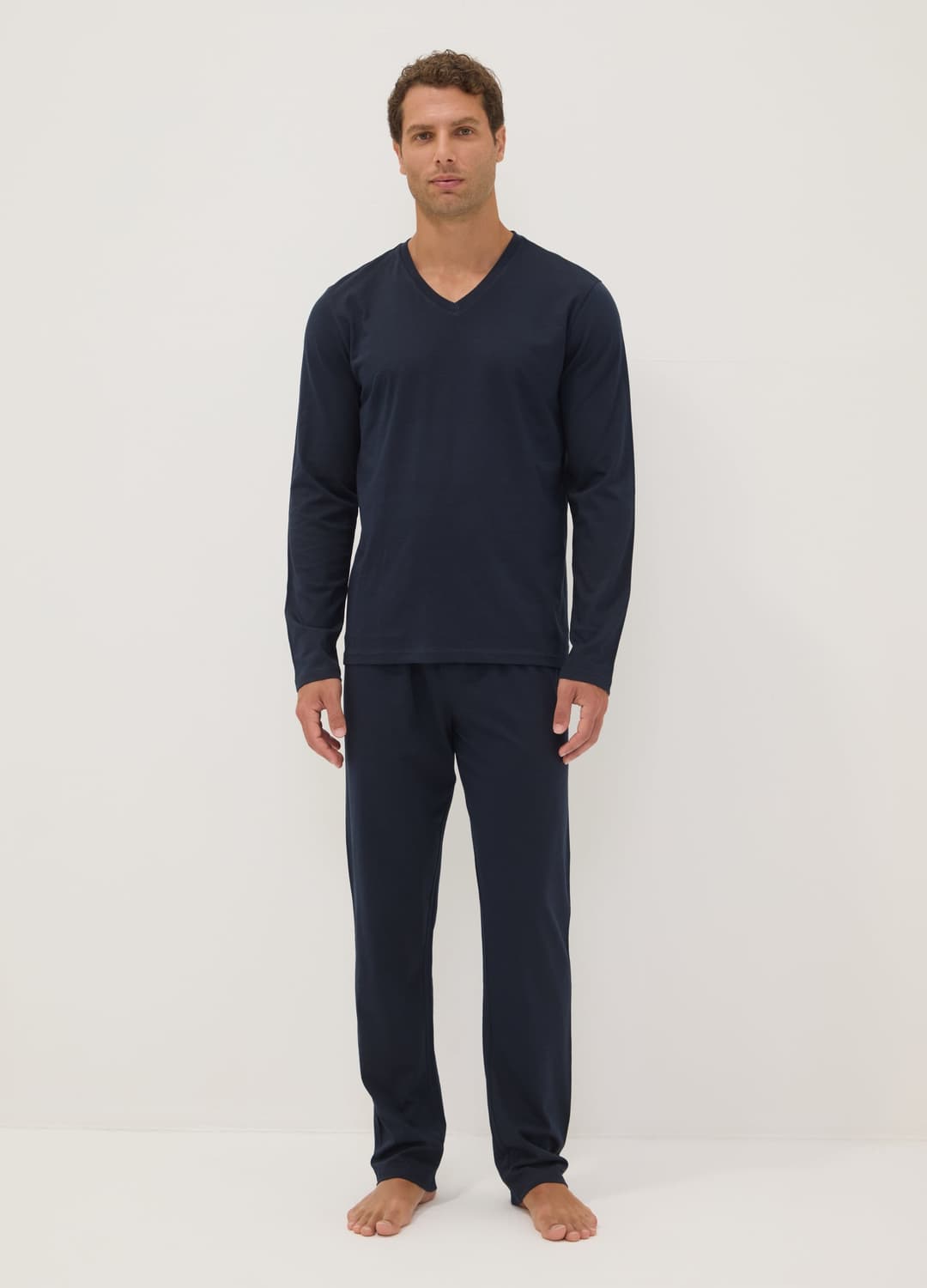 Pigiama Blu In Puro Cotone Organico Con Scollo A V Regular Fit | OVS Pigiama Blu In Puro Cotone Organico Con Scollo A V Regular Fit - 0 | OVS