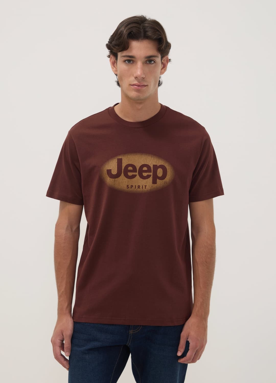 T-shirt Marrone In Puro Cotone Con Girocollo E Stampa Jeep | OVS T-shirt Marrone In Puro Cotone Con Girocollo E Stampa Jeep - 0 | OVS