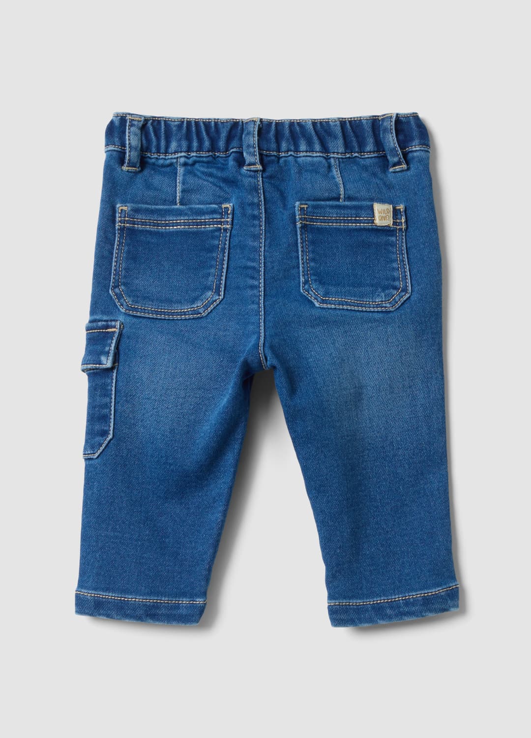 Pantaloni Blu In Cotone Elasticizzato Con Tasca Cargo Per Neonato | OVS Pantaloni Blu In Cotone Elasticizzato Con Tasca Cargo Per Neonato - 1 | OVS