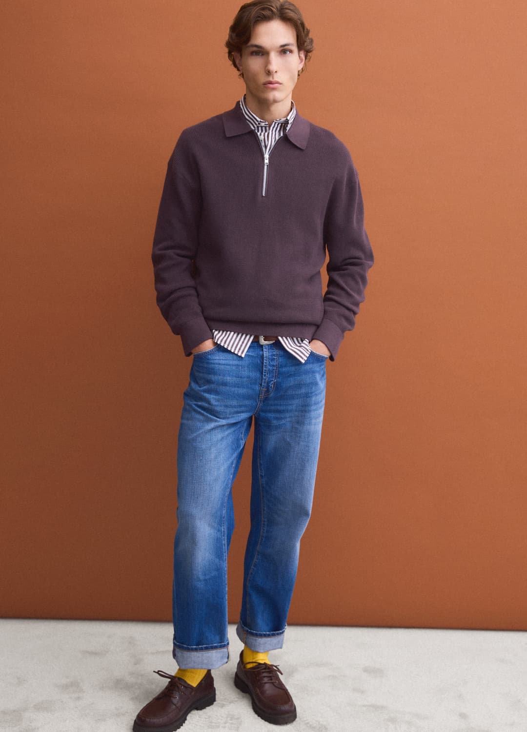 Polo Marrone In Puro Cotone Con Zip E Collo Classico | OVS Polo Marrone In Puro Cotone Con Zip E Collo Classico - 2 | OVS