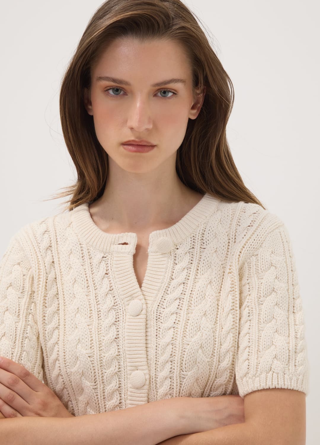 Cardigan Beige In Puro Cotone A Trecce Regular Fit | OVS Cardigan Beige In Puro Cotone A Trecce Regular Fit - 0 | OVS