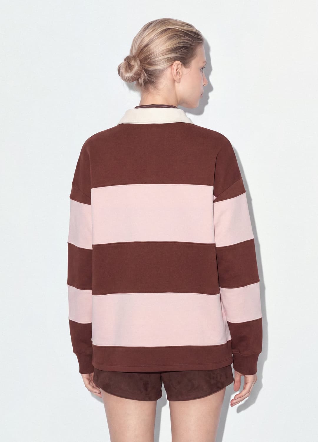 Felpa A Righe Marrone In Misto Cotone Con Colletto Relaxed Fit | OVS Felpa A Righe Marrone In Misto Cotone Con Colletto Relaxed Fit - 1 | OVS