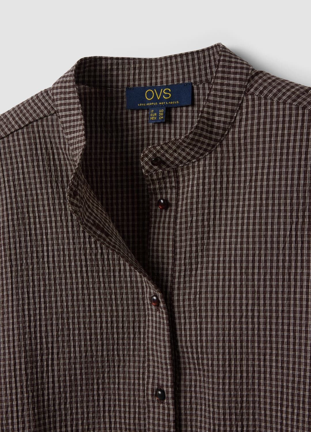 Camicia Bianca A Quadri In Viscosa Elasticizzato Con Collo Coreano | OVS Camicia Bianca A Quadri In Viscosa Elasticizzato Con Collo Coreano - 13 | OVS
