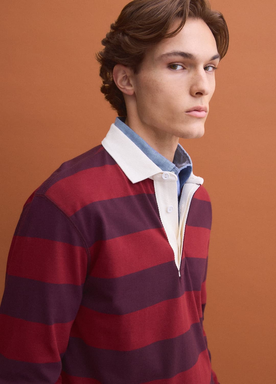 Polo Rugby Rossa In Puro Cotone A Righe Maniche Lunghe Regular Fit | OVS Polo Rugby Rossa In Puro Cotone A Righe Maniche Lunghe Regular Fit - 3 | OVS